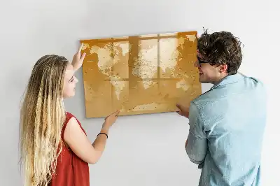 Schreibbare Magnettafel mit Weltkartenmotiv
