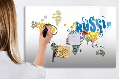 Schreib-Magnettafel mit Weltkarte aus Textdesign