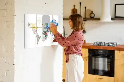 Schreib-Magnettafel mit Weltkarte aus Textdesign