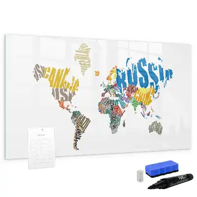 Schreib-Magnettafel mit Weltkarte aus Textdesign