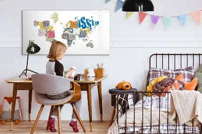 Schreib-Magnettafel mit Weltkarte aus Textdesign