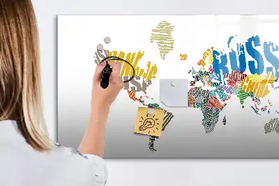 Schreib-Magnettafel mit Weltkarte aus Textdesign