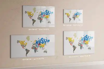 Schreib-Magnettafel mit Weltkarte aus Textdesign
