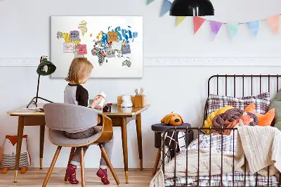 Schreib-Magnettafel mit Weltkarte aus Textdesign