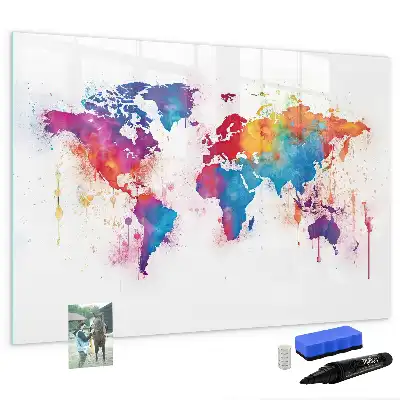 Schreib-Magnettafel in Weltkarten-Optik