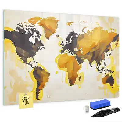 Beschreibbare Magnettafel mit Weltkarten-Abstraktion