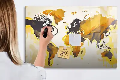 Beschreibbare Magnettafel mit Weltkarten-Abstraktion