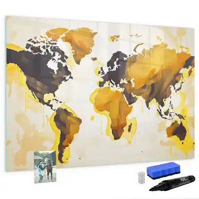 Beschreibbare Magnettafel mit Weltkarten-Abstraktion