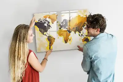 Beschreibbare Magnettafel mit Weltkarten-Abstraktion