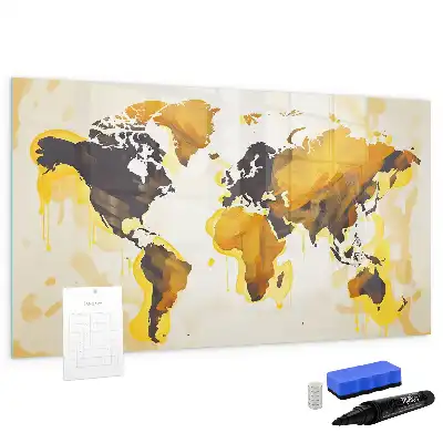 Beschreibbare Magnettafel mit Weltkarten-Abstraktion