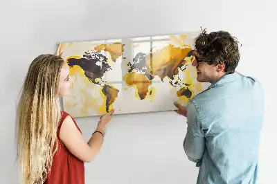 Beschreibbare Magnettafel mit Weltkarten-Abstraktion