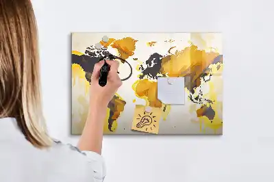 Beschreibbare Magnettafel mit Weltkarten-Abstraktion