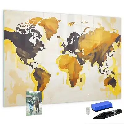 Beschreibbare Magnettafel mit Weltkarten-Abstraktion