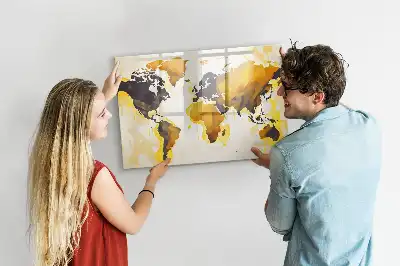 Beschreibbare Magnettafel mit Weltkarten-Abstraktion