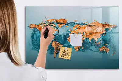 Schreib-Magnettafel im Design Abstrakte Weltkarte