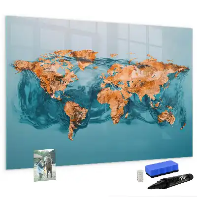 Schreib-Magnettafel im Design Abstrakte Weltkarte