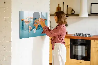 Schreib-Magnettafel im Design Abstrakte Weltkarte