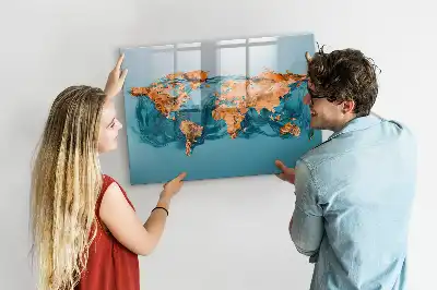 Schreib-Magnettafel im Design Abstrakte Weltkarte