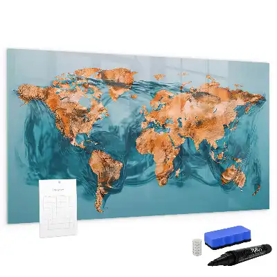 Schreib-Magnettafel im Design Abstrakte Weltkarte