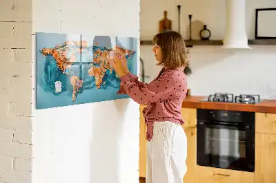 Schreib-Magnettafel im Design Abstrakte Weltkarte