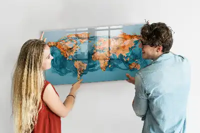 Schreib-Magnettafel im Design Abstrakte Weltkarte