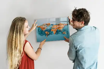Schreib-Magnettafel im Design Abstrakte Weltkarte