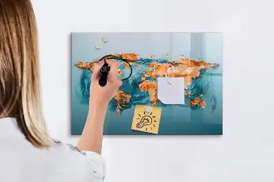 Schreib-Magnettafel im Design Abstrakte Weltkarte