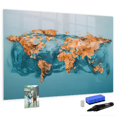 Schreib-Magnettafel im Design Abstrakte Weltkarte