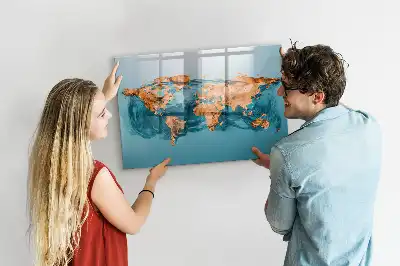 Schreib-Magnettafel im Design Abstrakte Weltkarte