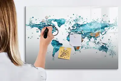 Beschreibbare Magnettafel mit Motiv Weltkarte im Wasser