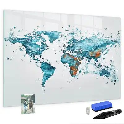 Beschreibbare Magnettafel mit Motiv Weltkarte im Wasser