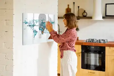 Beschreibbare Magnettafel mit Motiv Weltkarte im Wasser
