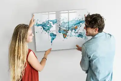 Beschreibbare Magnettafel mit Motiv Weltkarte im Wasser