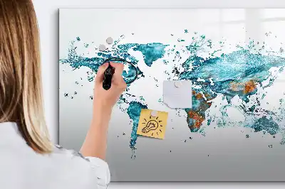 Beschreibbare Magnettafel mit Motiv Weltkarte im Wasser