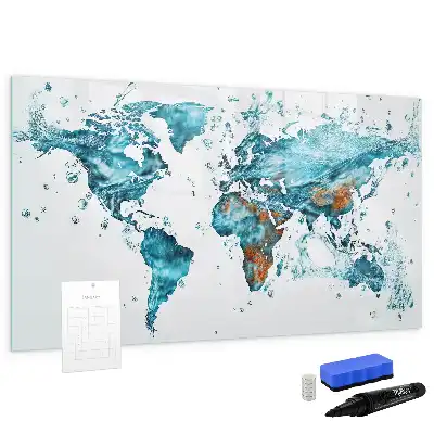 Beschreibbare Magnettafel mit Motiv Weltkarte im Wasser