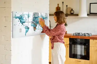 Beschreibbare Magnettafel mit Motiv Weltkarte im Wasser
