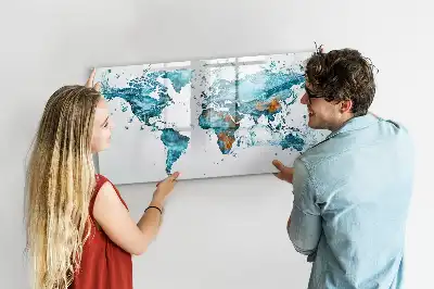 Beschreibbare Magnettafel mit Motiv Weltkarte im Wasser