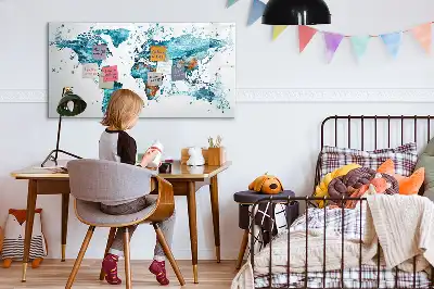 Beschreibbare Magnettafel mit Motiv Weltkarte im Wasser
