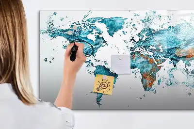 Beschreibbare Magnettafel mit Motiv Weltkarte im Wasser