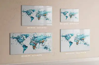Beschreibbare Magnettafel mit Motiv Weltkarte im Wasser