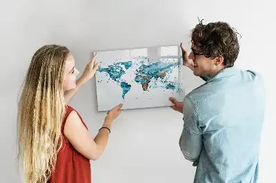 Beschreibbare Magnettafel mit Motiv Weltkarte im Wasser