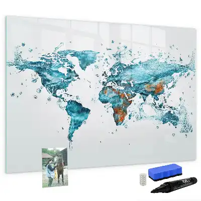 Beschreibbare Magnettafel mit Motiv Weltkarte im Wasser
