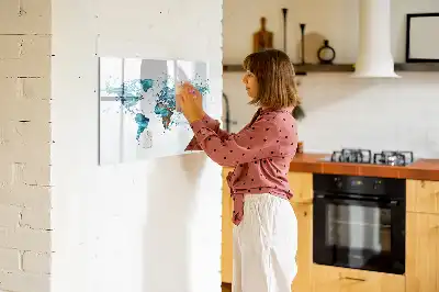Beschreibbare Magnettafel mit Motiv Weltkarte im Wasser
