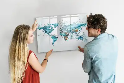 Beschreibbare Magnettafel mit Motiv Weltkarte im Wasser