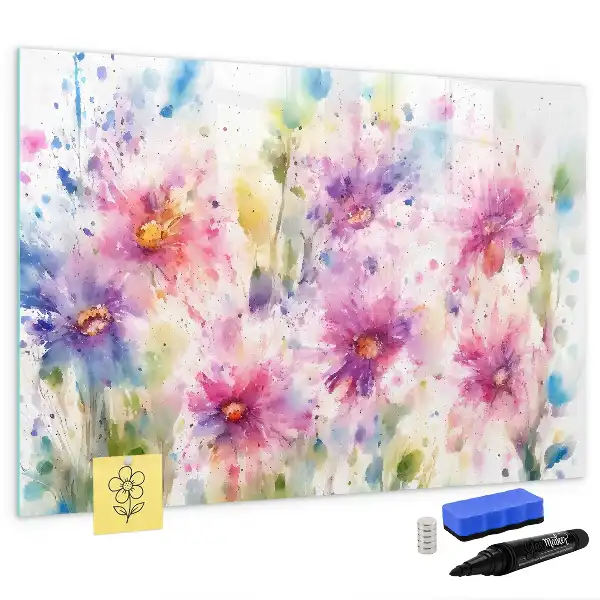 Schreib-Magnettafel mit Motiv gemalte Blumen