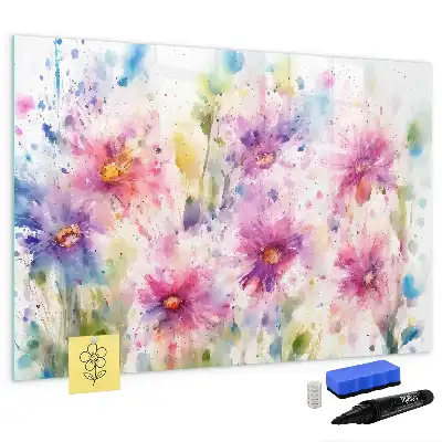 Schreib-Magnettafel mit Motiv gemalte Blumen