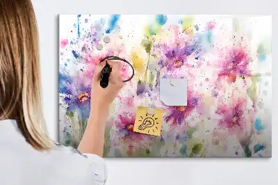 Schreib-Magnettafel mit Motiv gemalte Blumen