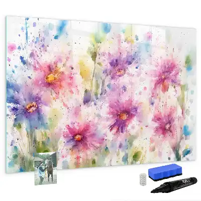 Schreib-Magnettafel mit Motiv gemalte Blumen