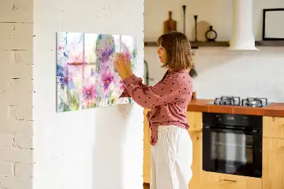 Schreib-Magnettafel mit Motiv gemalte Blumen