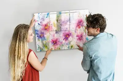 Schreib-Magnettafel mit Motiv gemalte Blumen
